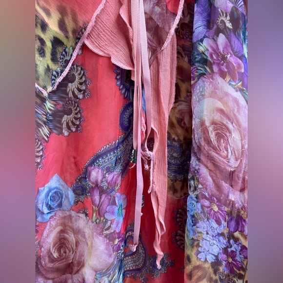 Y2K Dream Dress Short Mini Asymmetrical Handkerchief Silk Paris Hilton Layered L - Picture 5 of 16